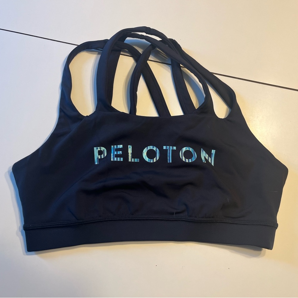 Peloton medium black sports bra criss cross straps
